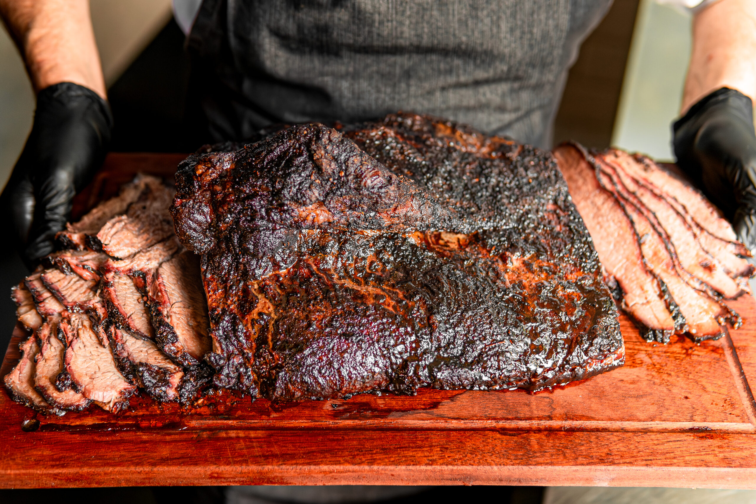 authentic 16 hour smoked brisket at Hickory's Smokehouse
