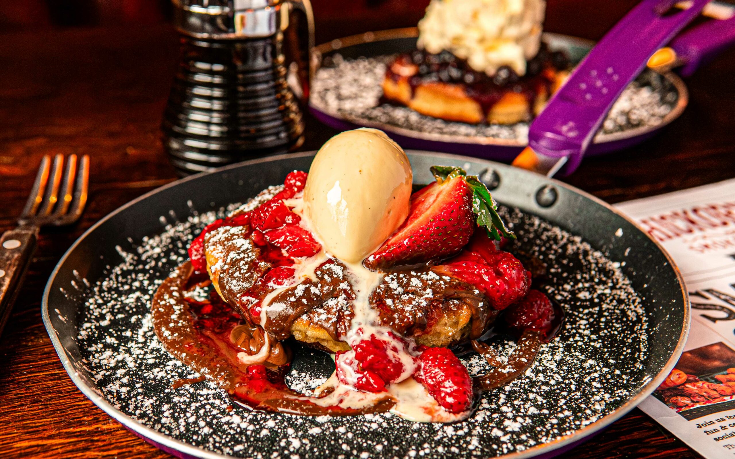 Strawberry and chocolate pancakes at princess brunch