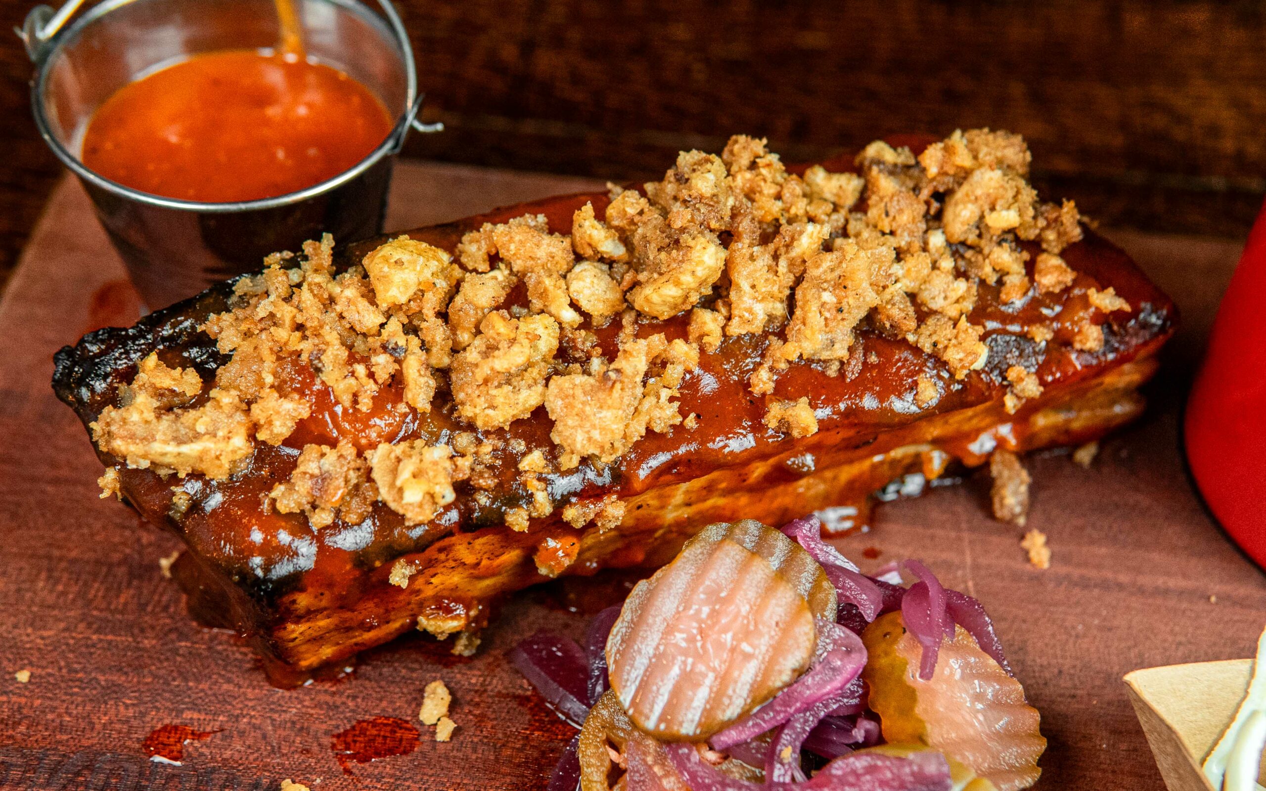 Smoked Pork Belly Rib at Hickory's Smokehouse National BBQ Month