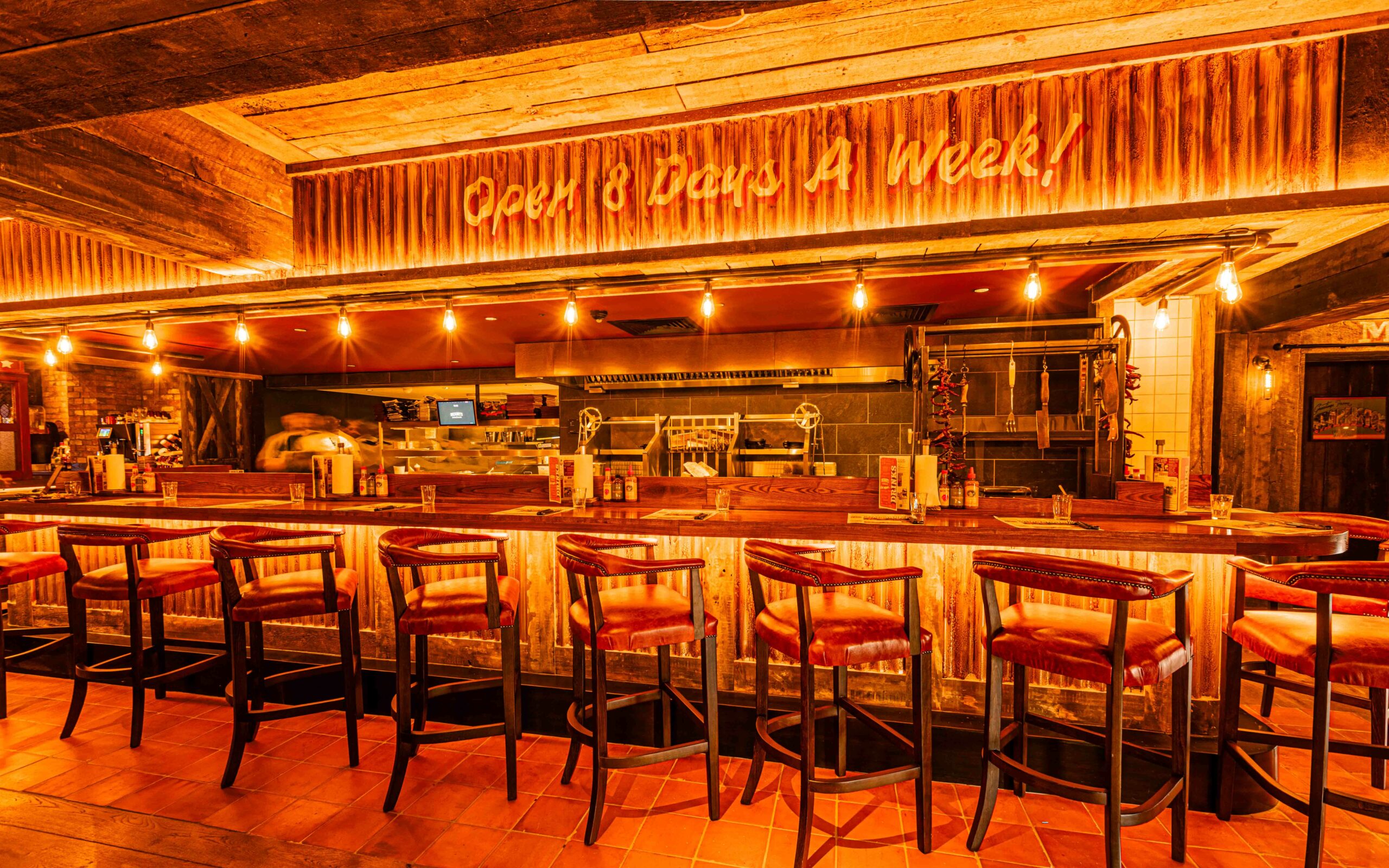 Chefs Bar at Hickorys Smokehouse in Wigan - authentic BBQ dining.