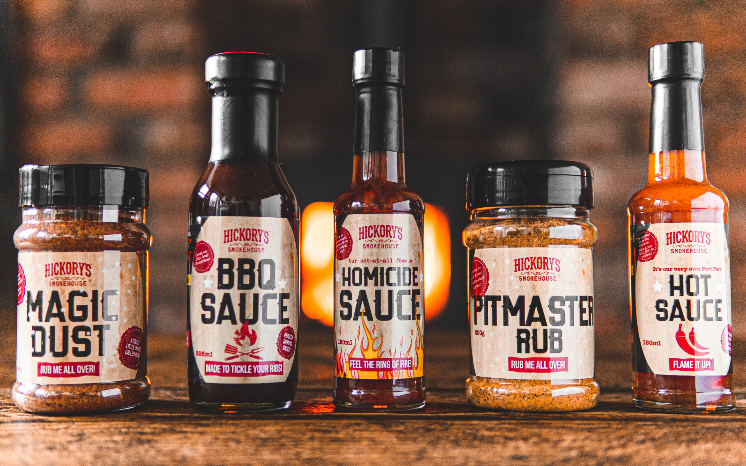 Hick's at home - Magic Dust, BBQ Sauce, Homicide Sauce, Pitmaster and Hot Sauce